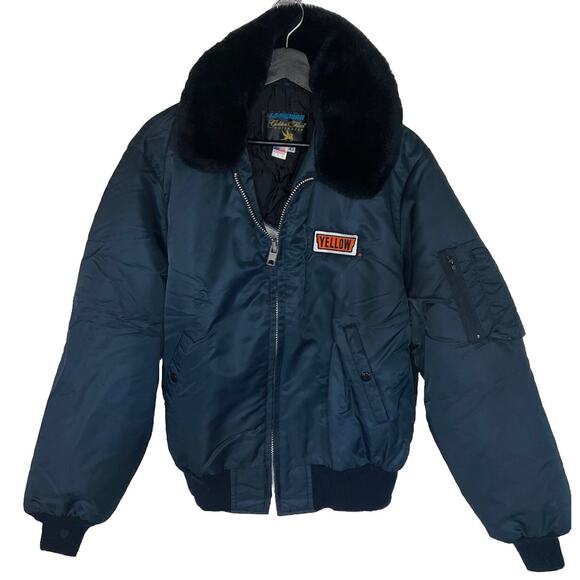 Spiewak golden jacket Vintage Made USA Yellow Freight Trucking Company Size 42 - Picture 3 of 16